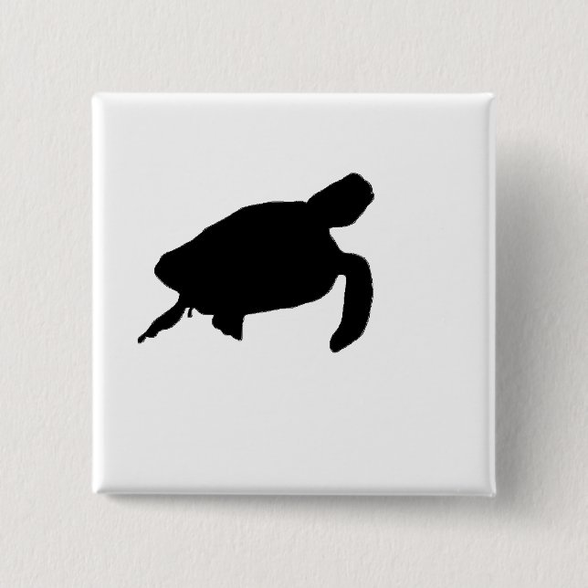 Bóton Quadrado 5.08cm Sea Turtle Silhouette (Frente)