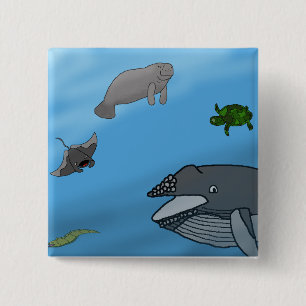 Bóton Quadrado 5.08cm Seascape da fantasia