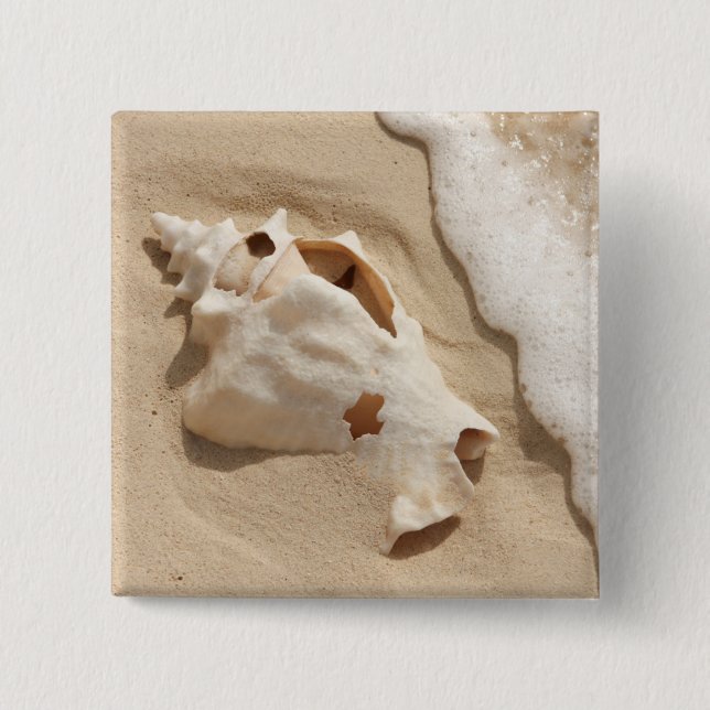 Bóton Quadrado 5.08cm Seashell na ilha das Caraíbas grande do turco da (Frente)