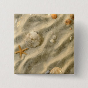 Bóton Quadrado 5.08cm Seashells na areia