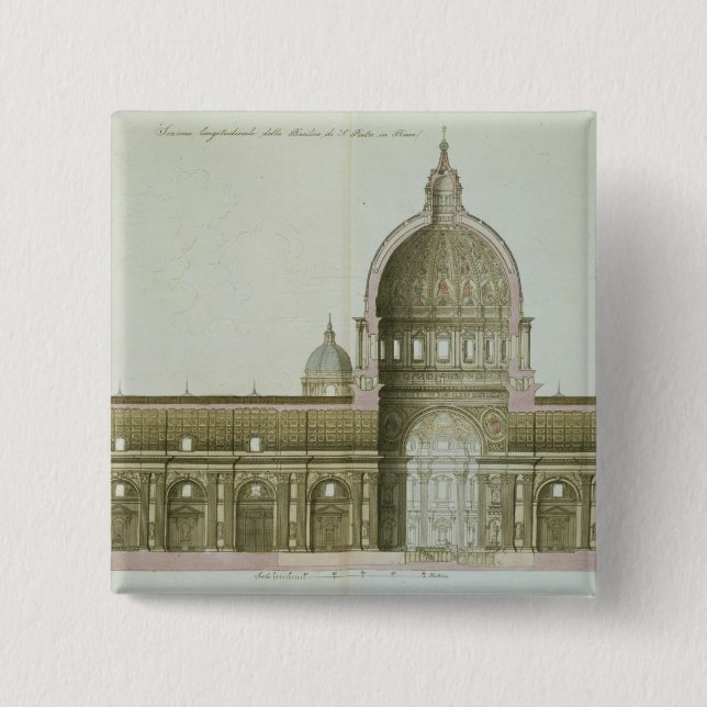 Bóton Quadrado 5.08cm Secção transversal longitudinal de St Peter em (Frente)