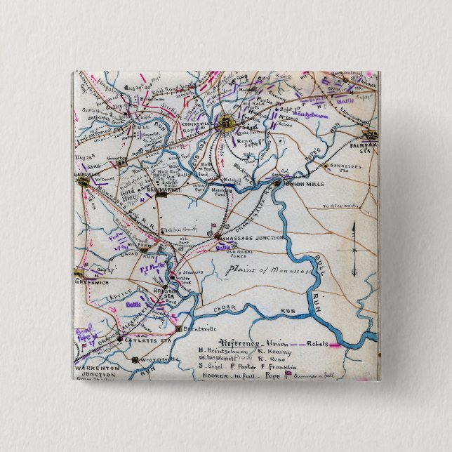 Bóton Quadrado 5.08cm Segunda Batalha de Bull Run 4 (Frente)