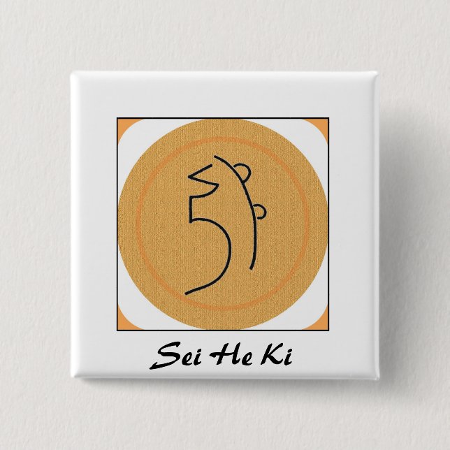 Bóton Quadrado 5.08cm Sei ele símbolo de Ki Reiki (Frente)