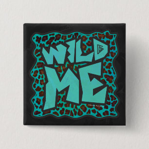 Bóton Quadrado 5.08cm Selvagem Me Brown e Design de Leopardo Teal
