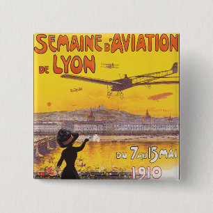 Bóton Quadrado 5.08cm Semana de Aviação de Lyon