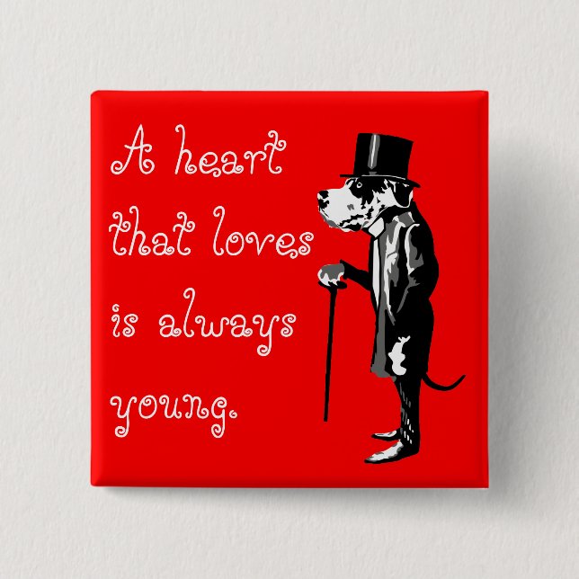 Bóton Quadrado 5.08cm Senhor Grande Dane, o cão sábio (Frente)