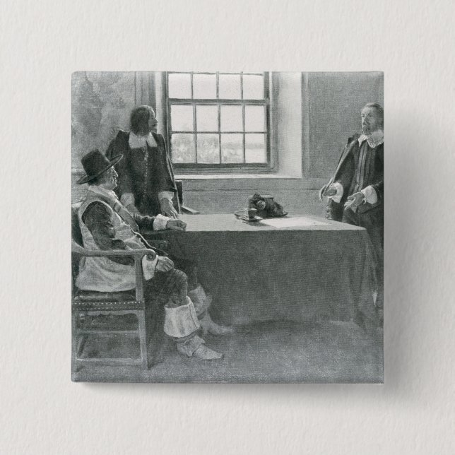 Bóton Quadrado 5.08cm Senhor William Berkeley Surrendering (Frente)