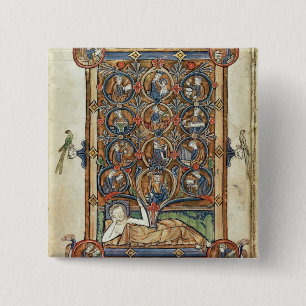 Bóton Quadrado 5.08cm Senhora 21926 a árvore de Jesse de um psalter