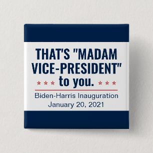 Bóton Quadrado 5.08cm Senhora Vice-Presidente Kamala Harris Inauguraçã