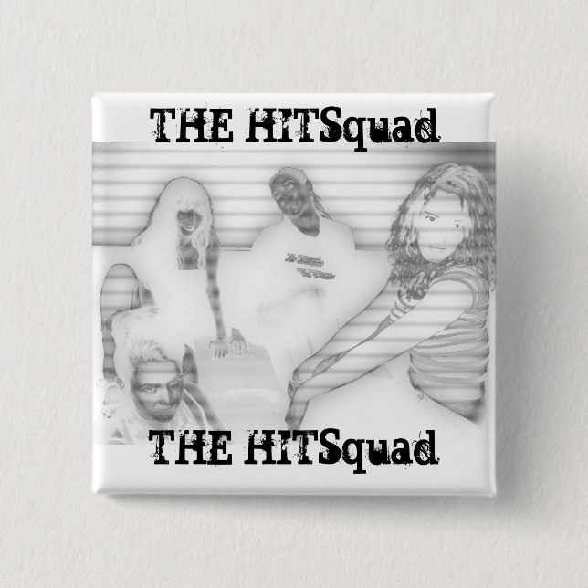 Bóton Quadrado 5.08cm Senhoras de Hitsquad:  Gris (Frente)