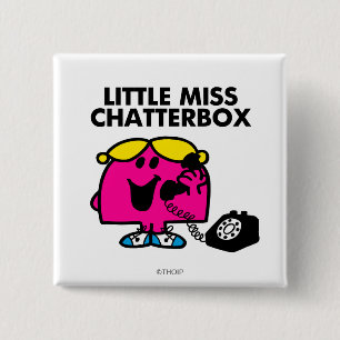 Bóton Quadrado 5.08cm Senhorita pequena Chatterbox & telefone preto