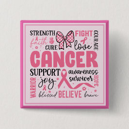 Bóton Quadrado 5.08cm Sensibilização do Cancer da Mama