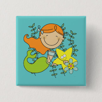 Bóton Quadrado 5.08cm Sereia Redhead