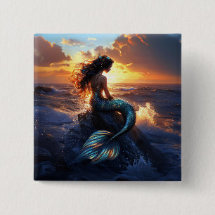 Bóton Quadrado 5.08cm Sereia Sunset