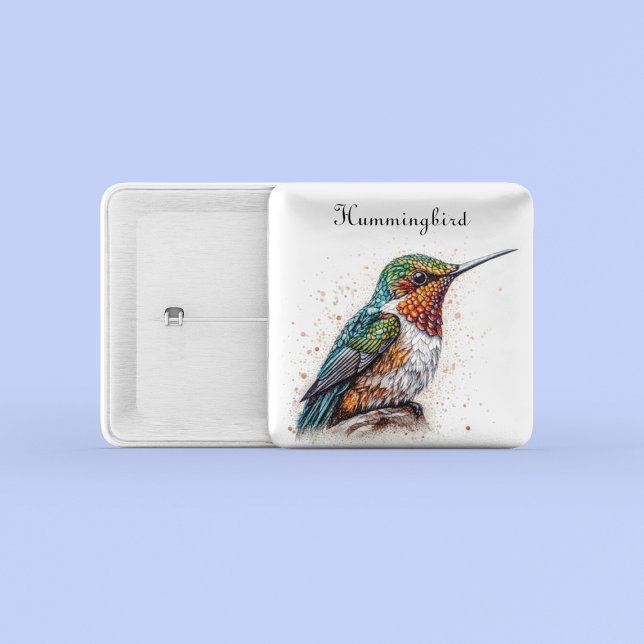 Bóton Quadrado 5.08cm Serenata de Hummingbird, personalizada (Criador carregado)