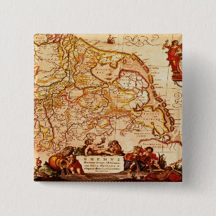 Bóton Quadrado 5.08cm Série histórica do presente Alemanha do mapa vel