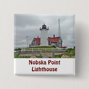 Bóton Quadrado 5.08cm Série Nobska Point Lighthouse