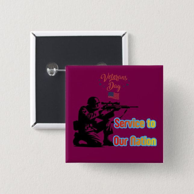 Bóton Quadrado 5.08cm Service To Nation wine (Frente & Verso)