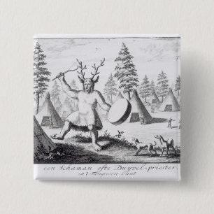 Bóton Quadrado 5.08cm Shaman do nativo americano