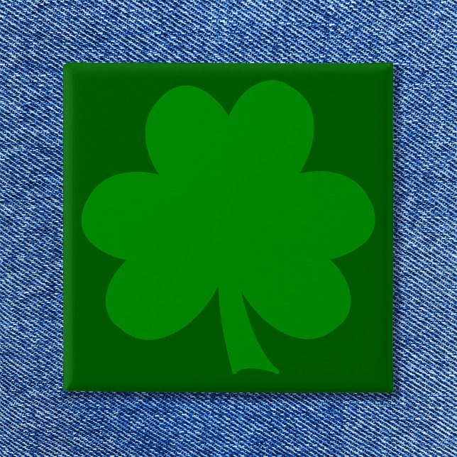 Bóton Quadrado 5.08cm Shamrock Verde (Green Shamrock Button)