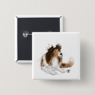 Bóton Quadrado 5.08cm Sheldon, a Sheltie