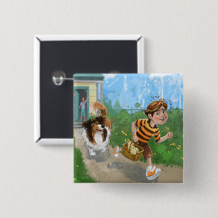 Bóton Quadrado 5.08cm Sheldon e Davie Adventure