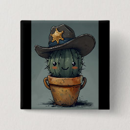 Bóton Quadrado 5.08cm Sheriff Spike-Cactus Character with Background