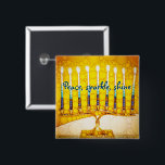 Bóton Quadrado 5.08cm Shine Amarelo Dourado Hanukkah Menorah Peace Spark<br><div class="desc">"Paz, brilho." Uma fotografia de perto de uma menorah brilhante, colorida, amarela e dourada artística ajuda-o a lançar no estilo as férias de Chanucá. Sinta o calor e a alegria da temporada de férias sempre que você veste este chic, colorido botão Chanucá. Cartões de correspondência, postagens, adesivos, travesseiros, utensílios domésticos,...</div>
