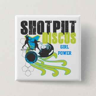 Bóton Quadrado 5.08cm Shotput e disco - botão do poder da menina