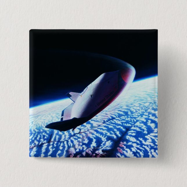 Bóton Quadrado 5.08cm Shuttle de Espaço 3 (Frente)