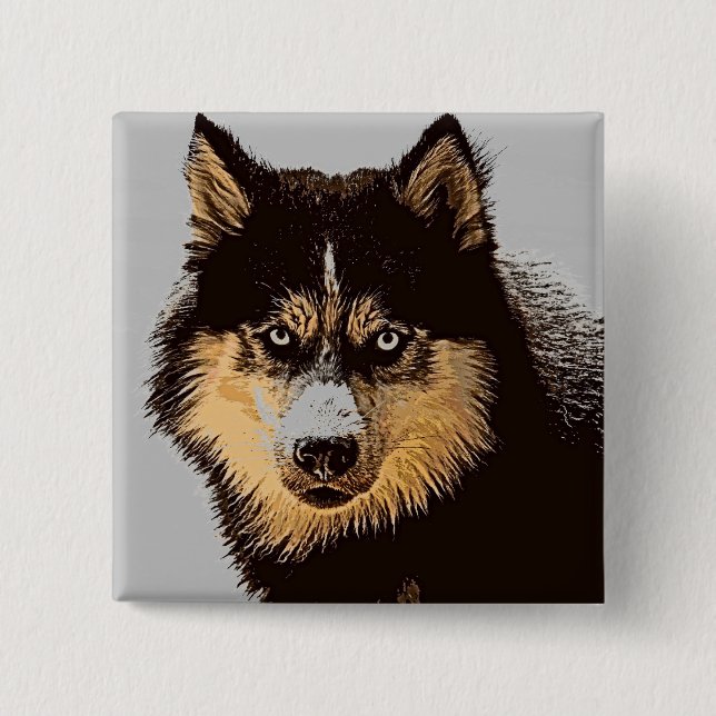 Bóton Quadrado 5.08cm Siberian Husky (Frente)