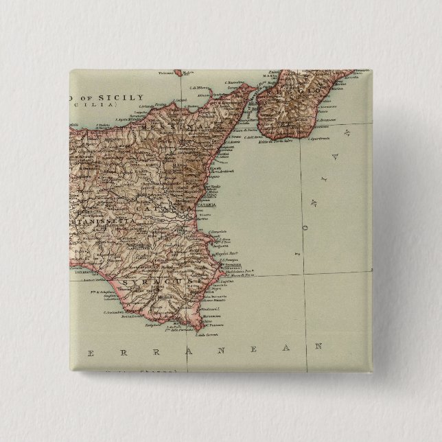 Bóton Quadrado 5.08cm Sicília, Sardenha (Frente)
