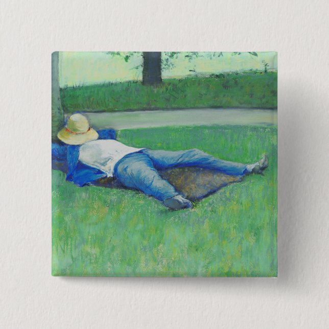 Bóton Quadrado 5.08cm Siesta (por Gustave Caillebotte) (Frente)