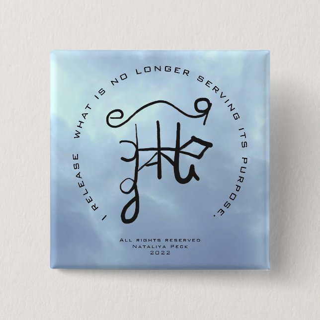 Bóton Quadrado 5.08cm Sigil Art para libertar e deixar ir (Frente)