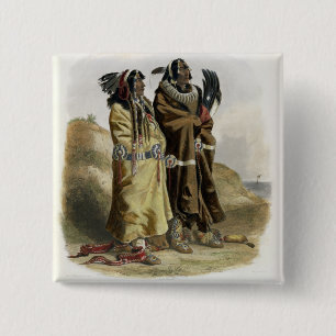 Bóton Quadrado 5.08cm Sih-Chida e Mahchsi-Karehde, indianos de Mandan,