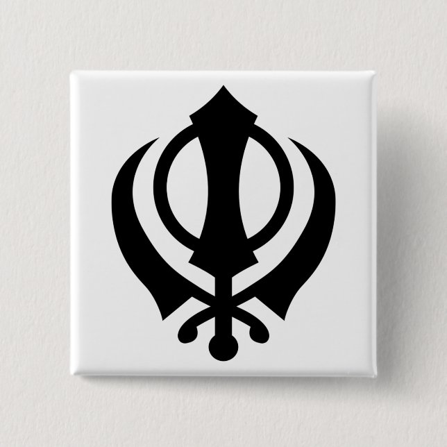 Bóton Quadrado 5.08cm Sikh Khanda (Frente)