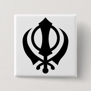 Bóton Quadrado 5.08cm Sikh Khanda