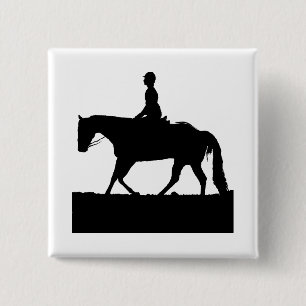 Bóton Quadrado 5.08cm Silhouette de Cavalo