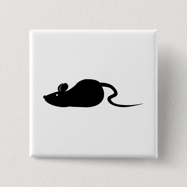 Bóton Quadrado 5.08cm Silhouette do mouse (Frente)