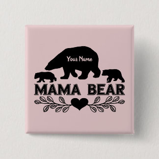 Bóton Quadrado 5.08cm Silhueta de Cubs de Urso Personalizável