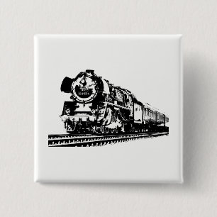 Bóton Quadrado 5.08cm Silhueta de Locomotiva