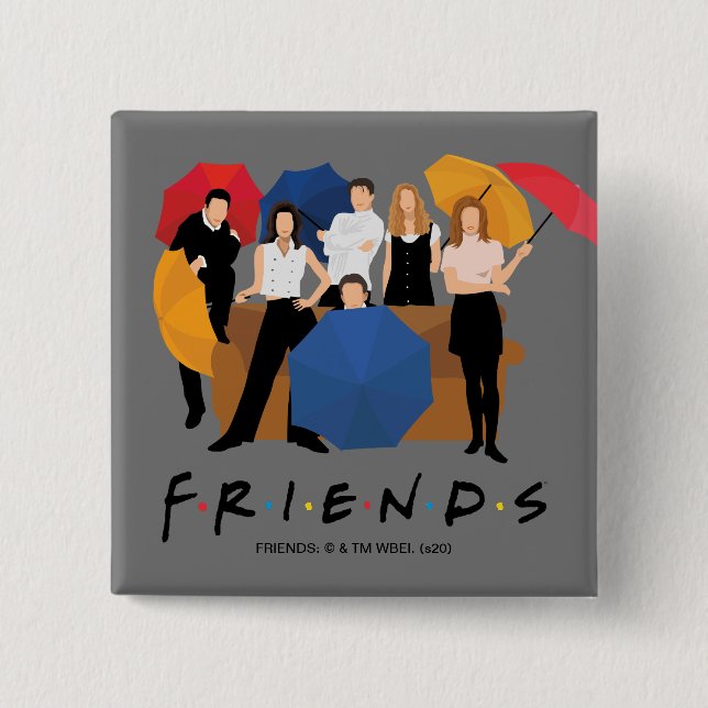 Bóton Quadrado 5.08cm Silhueta de Personagem FRIENDS™ (Frente)