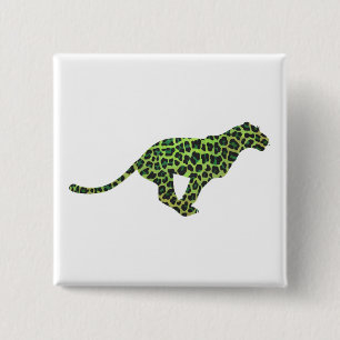 Bóton Quadrado 5.08cm Silhueta Preta e Verde-Leopardo