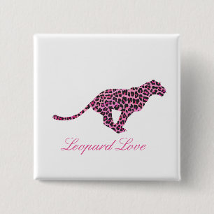 Bóton Quadrado 5.08cm Silhueta Rosa e Leopardo Preto