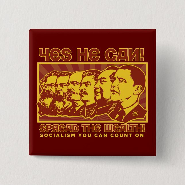 Bóton Quadrado 5.08cm Sim pode! Camarada Obama Paródia (Frente)