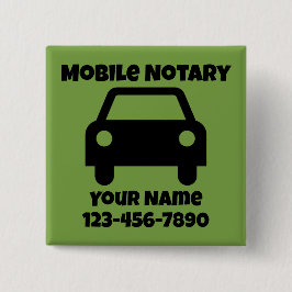 Bóton Quadrado 5.08cm Símbolo de Carro Público Notário Móvel Personaliza