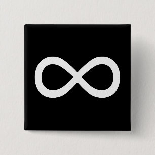 Bóton Quadrado 5.08cm Símbolo de Infinito Branco