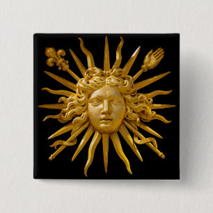 Bóton Quadrado 5.08cm Símbolo de Luís XIV o Rei Sol