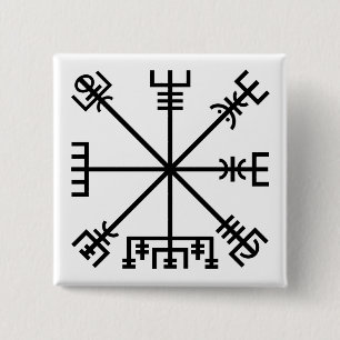 Bóton Quadrado 5.08cm Símbolo de Vegvisir