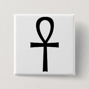 Bóton Quadrado 5.08cm Símbolo de Vida Egípcio Ankh